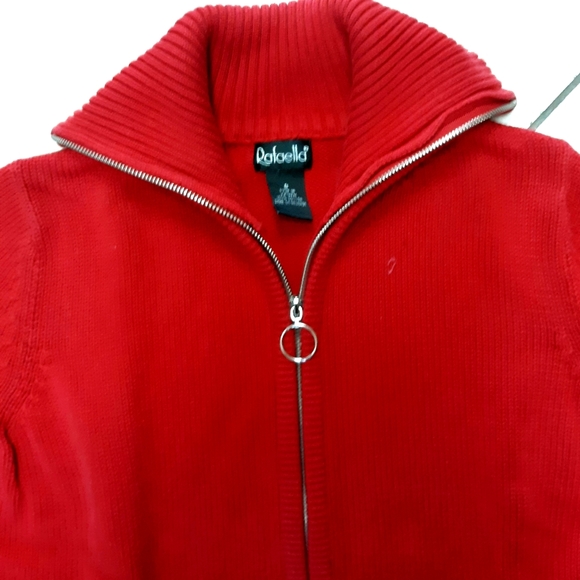 New Women's Cardigan Sweater Size Small Rafaella Cotton Zippered Red - Picture 2 of 5